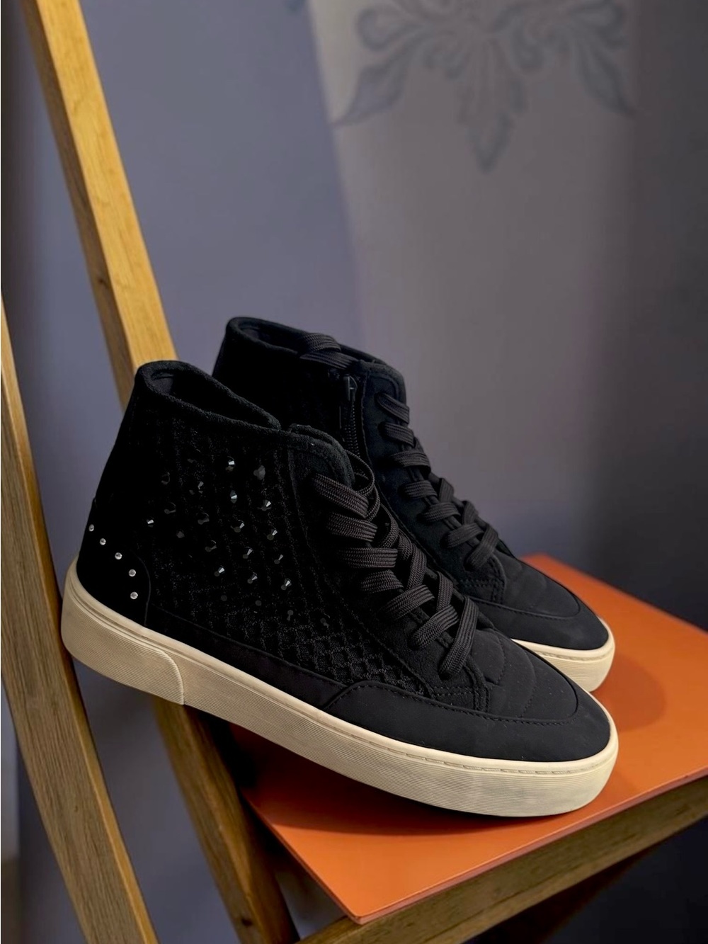 Zara Black High-Top Sneakers with Cream Sole